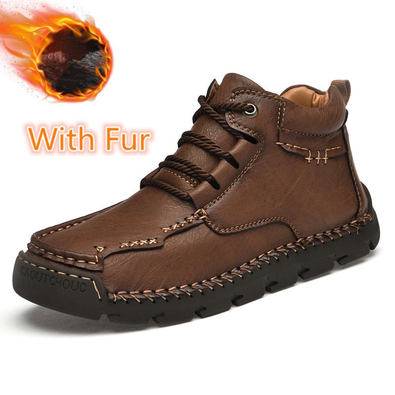Men Shoe Men Winter Snow Boots Leather Sneakers Super Warm Men Boots Outdoor Male Hiking Shoes Motocross Work Shoes Leisure Walk