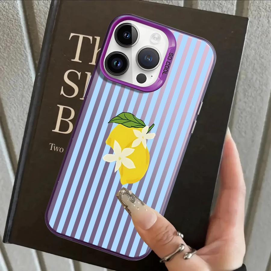 Lemon Cool Stripe Pattern Back Phone Cover Case for iPhone 17 Pro Max XS 15 Plus 14 16 13 Pro Air XR 11 12