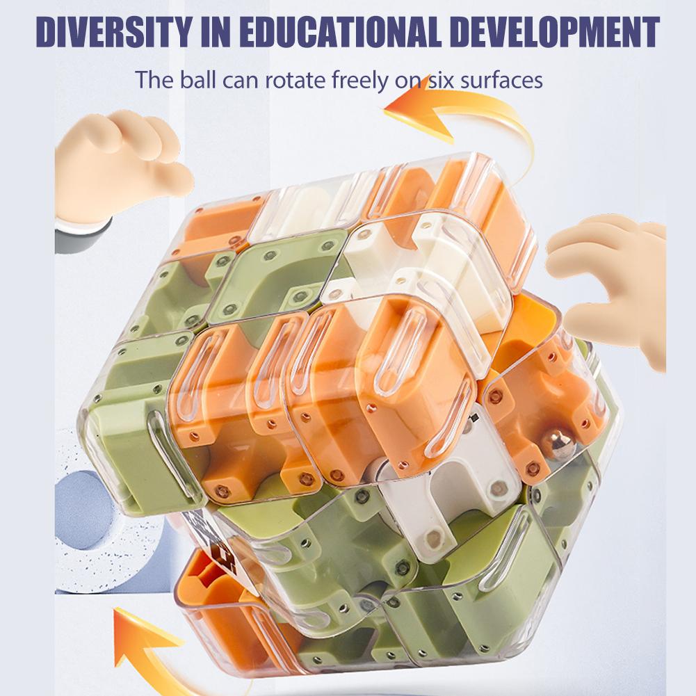 3D Maze Magic Cube Third-order Cube Learning Education Toys Logical Intelligence Creative Labyrinth Cube Puzzle Thinking To J7L2