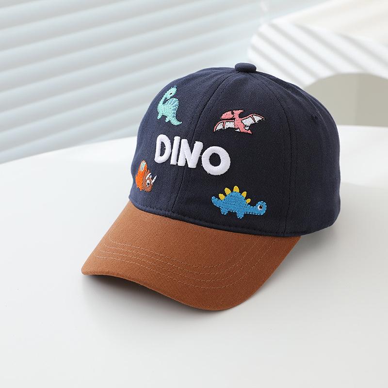 Korean Style Children's Embroidered Dino Baseball Cap – Spring New Arrival, Sun Protection for Boys & Girls.