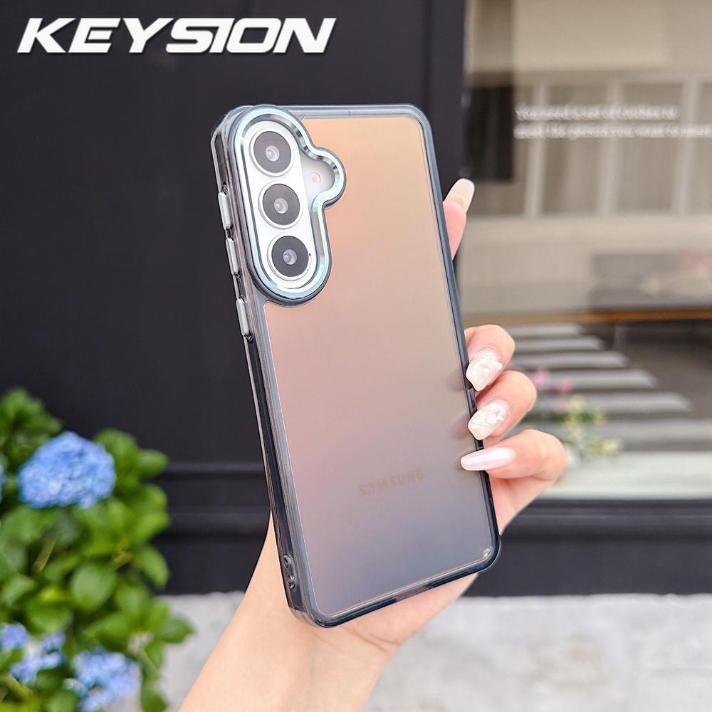 

KEYSION Laser Gradient Colorful Phone Case for Samsung Galaxy S24 S25 S26 Ultra 5G S26+ S25 FE TPU+PC Shockproof Back Cover for Galaxy S26 чёрный
