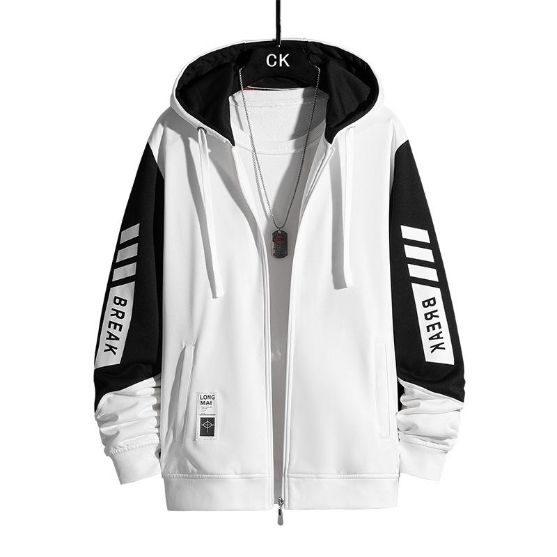Herren Trendy Frühling Reißverschluss Hoodie: Leerer lässiger Kapuzenstrickjacke mit Gruppenlogo-Aufdruck