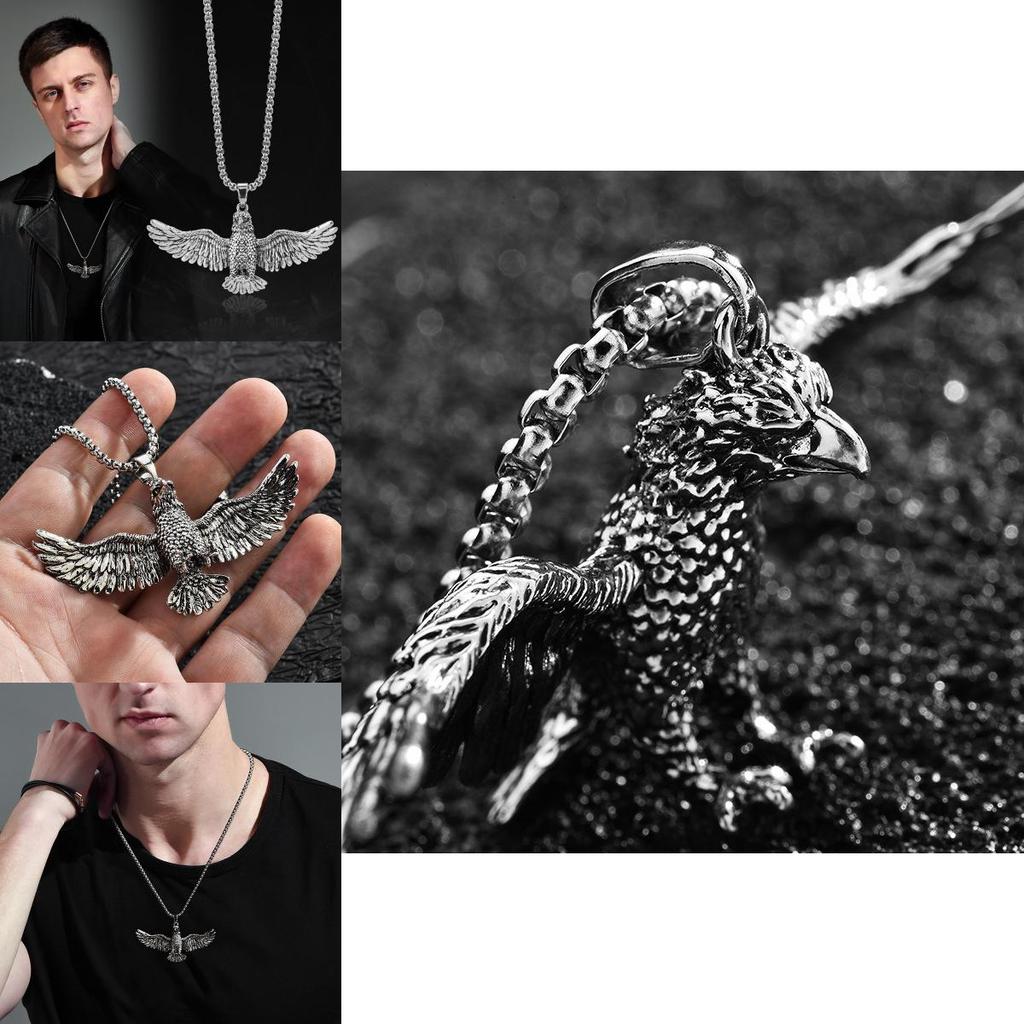 Stunning Titanium Steel Eagle Pendant Necklace For Men Vintage Hip Hop Style Jewelry