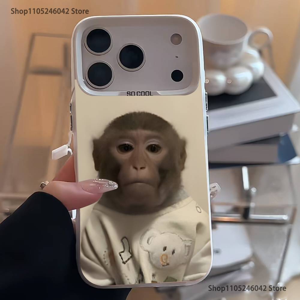 Monkey Sipping C-Caprisun Phone Case For iPhone 17,16,15,14,13,12,11,Pro,XS,Max,Plus,Mini,SE4,E White Matte Shockproof Cover