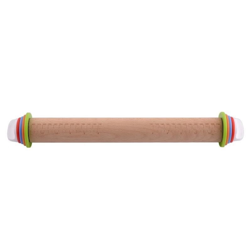 Adjustable Beechwood Rolling Pin with Scale