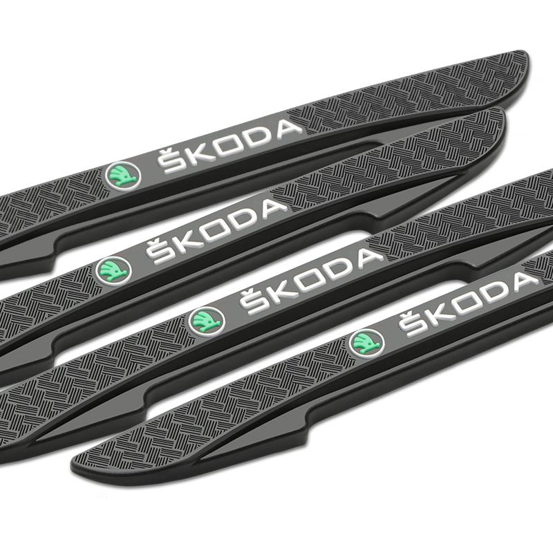 GTMZ9 2025 Hot 4Pcs Car Door Anti-collision Strip Bumper Protective Stickers For Skoda VRS Logo Octavia Fabia Rapid A7 Anti-rust