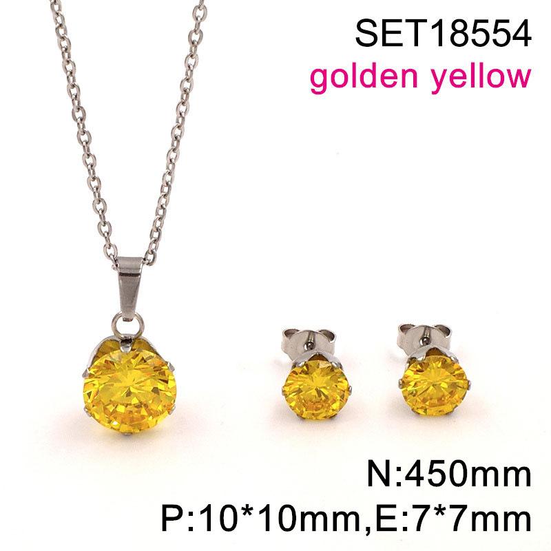 Popular in Europe and The United States, Round Color Zircon Titanium Steel Set, Versatile Exquisite Women's Collarbone Chain Earrings, Versatile 2026