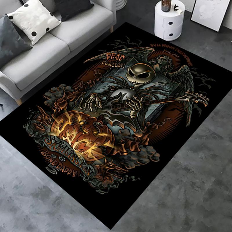 Office Rug Jack Skellington, Halloween theme 3D Printed Anti-Slip Rug-Machine Washable for Living Room