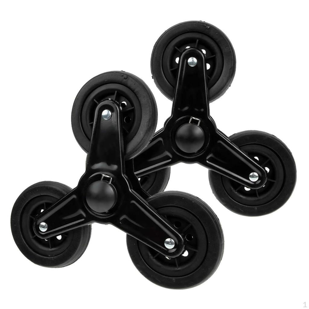 Cart 2pcs Folding Grocery Rubber Three Wheel Utility Stair Wheels Black Heavy Duty Replacement