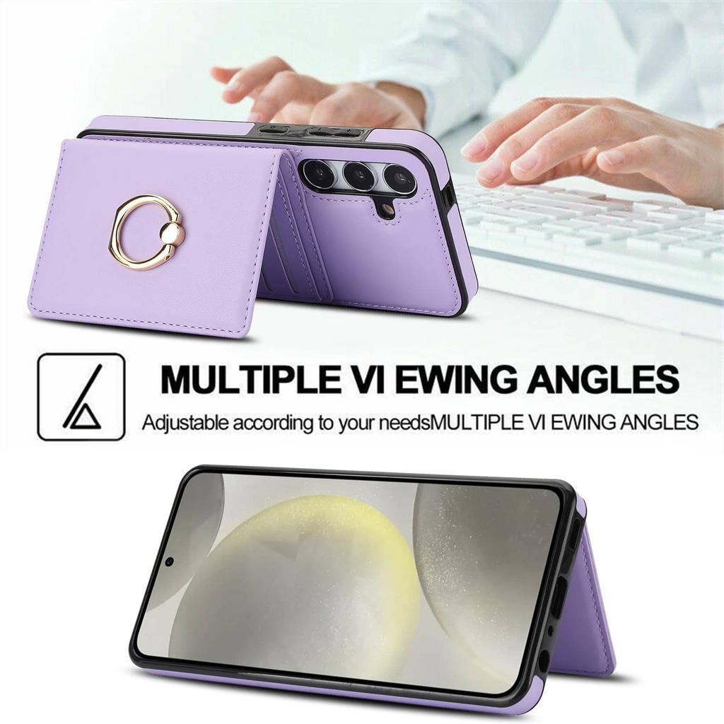 Brieftaschen-Hülle mit Kartenhalter, 360° drehbarer Ring-Ständer, Magnetverschluss für Samsung Galaxy A55/A35/A25/A12/A15/A54/A14/A73/A53