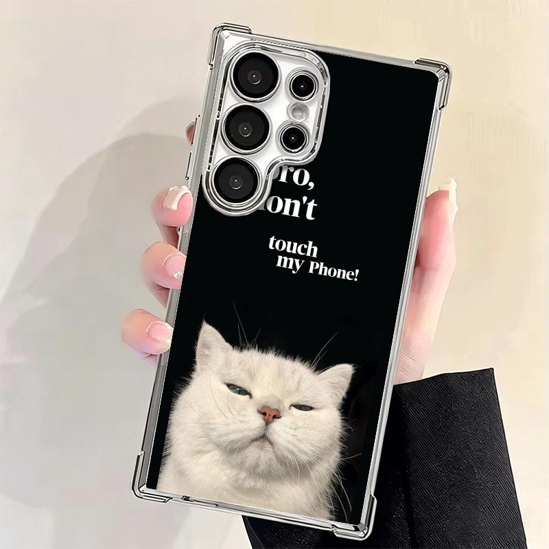 Funny Dont Touch My CallPhone Plating Phone Case For Samsung Galaxy S24 S25 FE S26 Edge S23 Ultra S22 S21 Plus S20 Anti-Fall Air