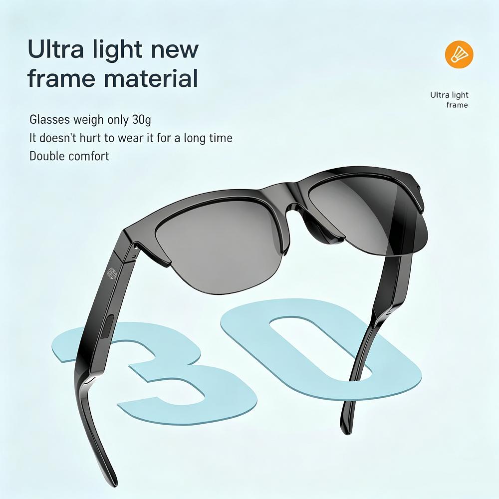 Touch Control Sunglasses Black Smart Bluetooth Audio Glasses Uv Smart Glasses Smart For Travel Beach Activities Outdoor Sports