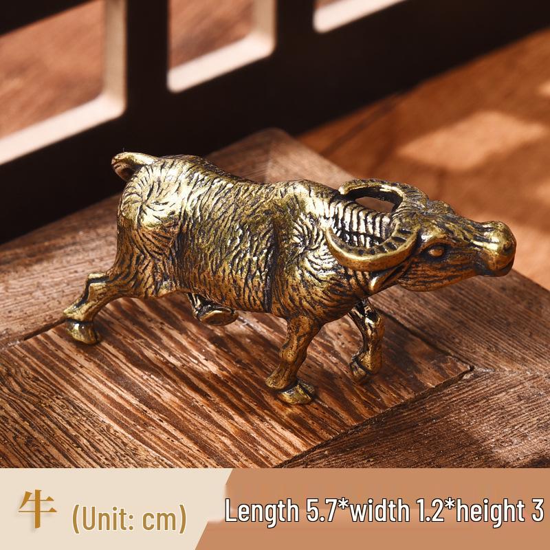 Komplettes Set Messing Chinesische Tierkreisfiguren: Ratte, Ochse, Tiger, Hase, Drache, Schlange, Pferd, Schaf, Affe, Hahn, Hund, Schwein.