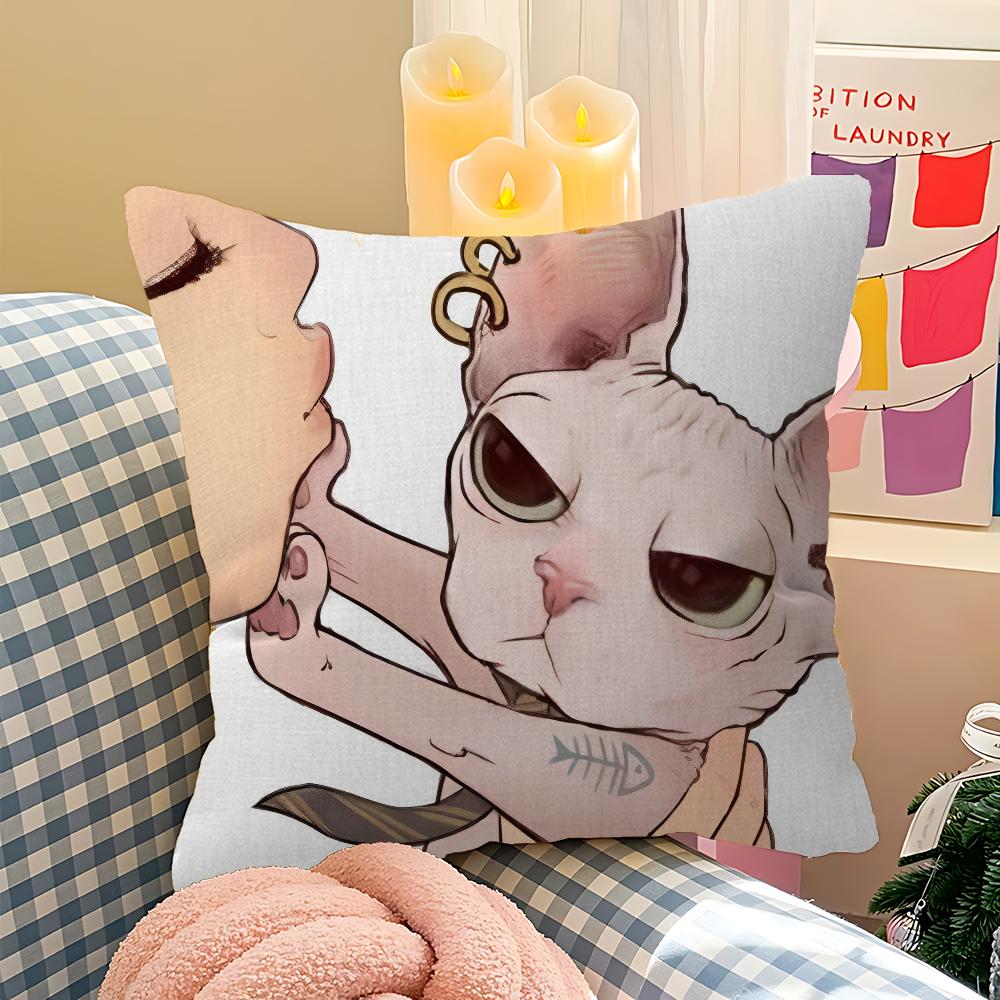 Cute Cat Pillow Cover Sofa Cushion Cover Home Room Decoration Children Gift