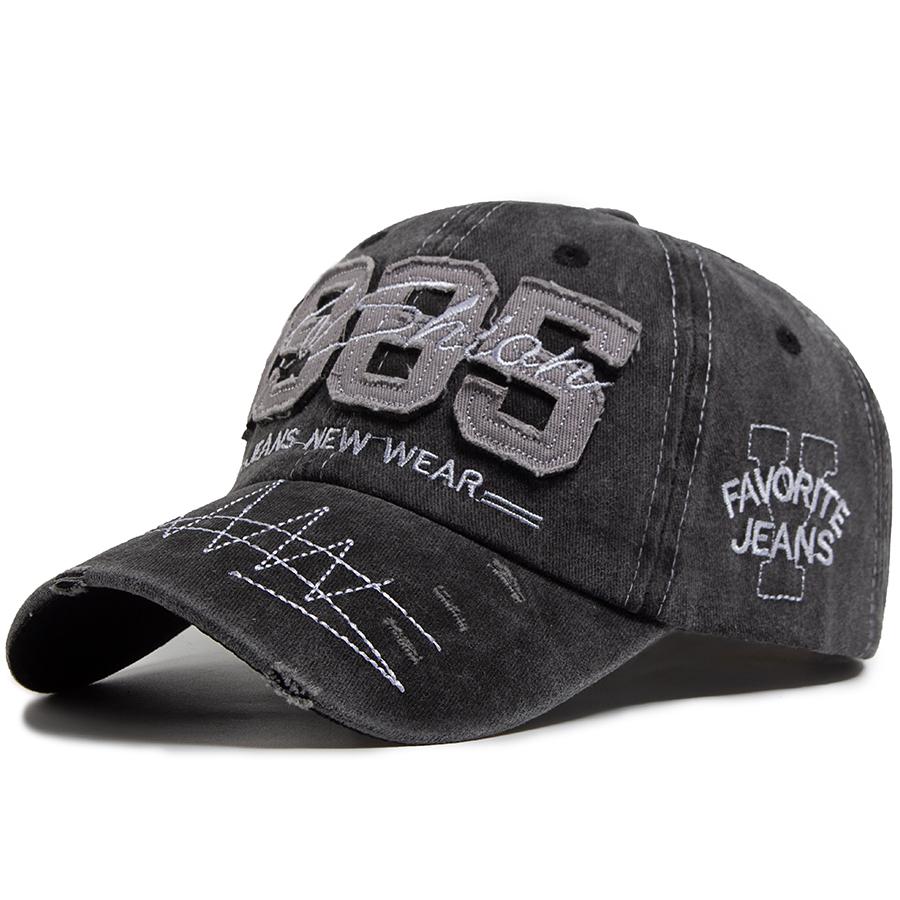 Baseball Cap Embroidery Vintage Washed Cotton Men Snapback Fashion Visor Hip Hop Hat Adjustable For Spring Autum Big Digit 1985 Minimalist