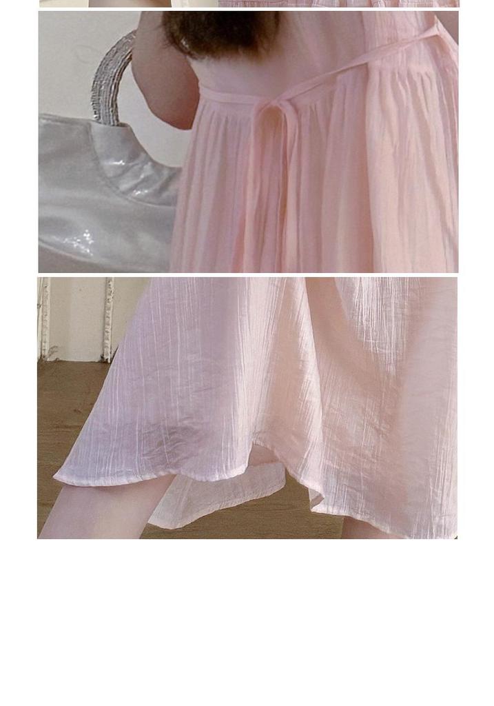2026 Summer Sweet Puff Sleeve Maternity Dress - Slimming, Loose, and Belly Covering