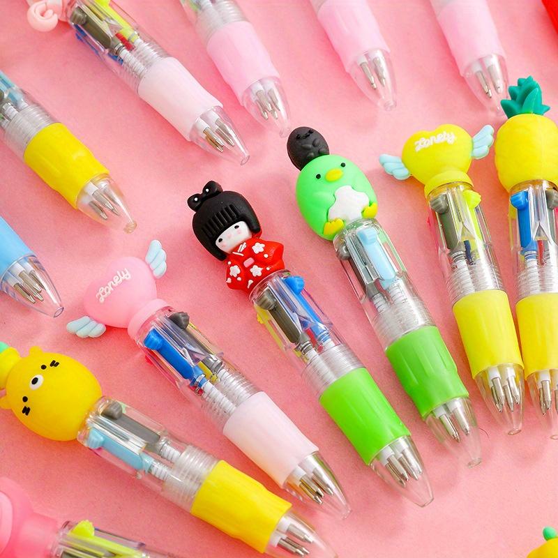 10pcs 0.5mm Mini Cartoon Four-color Ballpoint Pen Cute Head Shark Cute Pet Four-color Mini Color Ballpoint Pen Gift