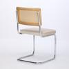 Mid Century Modern Dining Chairs Set of 2, Velvet Accent Chairs with Natural Cane Back & Stainless Chrome Base, Golden Color, DE1851BG