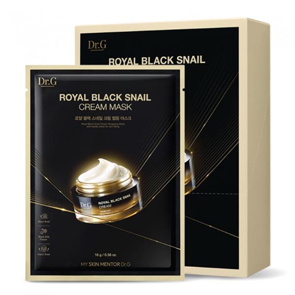 Dr.G Royal Black Snail Cream Mask (5 Sheets) – Nourishing & Firming Sheet Mask with Snail Mucin, Korean