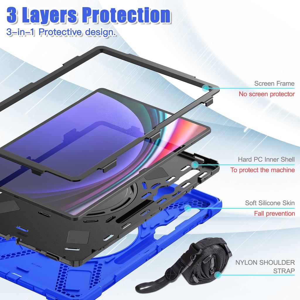 Stand Case Universal For Samsung Galaxy Tab S10 S9 S8 Ultra 14.6" SM-X920 X926 X910 X916 X900 X906 Rotating Handle Grip Cover