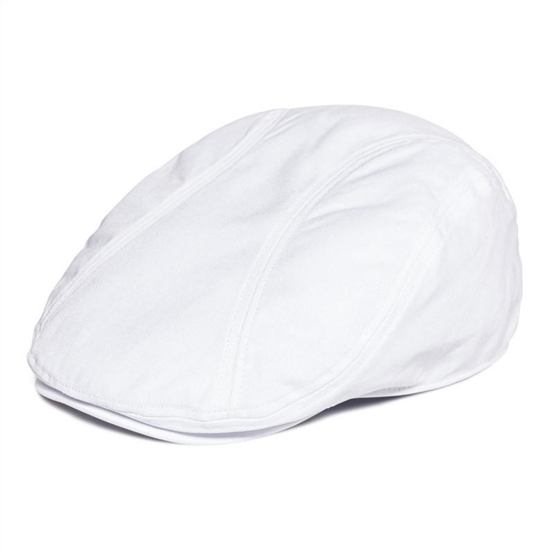 Botvela Twill Nieuwe Platte Pet Heren 100% Katoen Ivy Petten Golf Baker Boy Hoed Zomer Herfst Newsboy Pet 59 cm wit