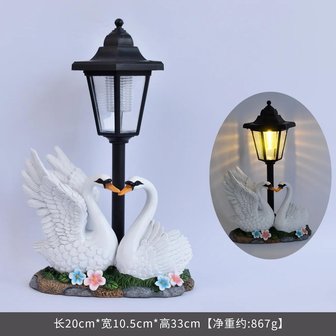 Porch Goose Statue with Solar Lantern,Solar Garden Goose Statue Light,Outdoor Garden Statues Resin Animal Geese Figurine for Patio Lawn Desktop Decor чёрный