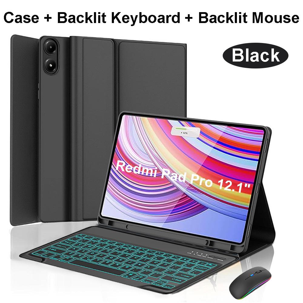 Case for Redmi Pad Pro 12.1 Inch, Bluetooth Keyboard Cover for POCO Pad 12.1 Inch