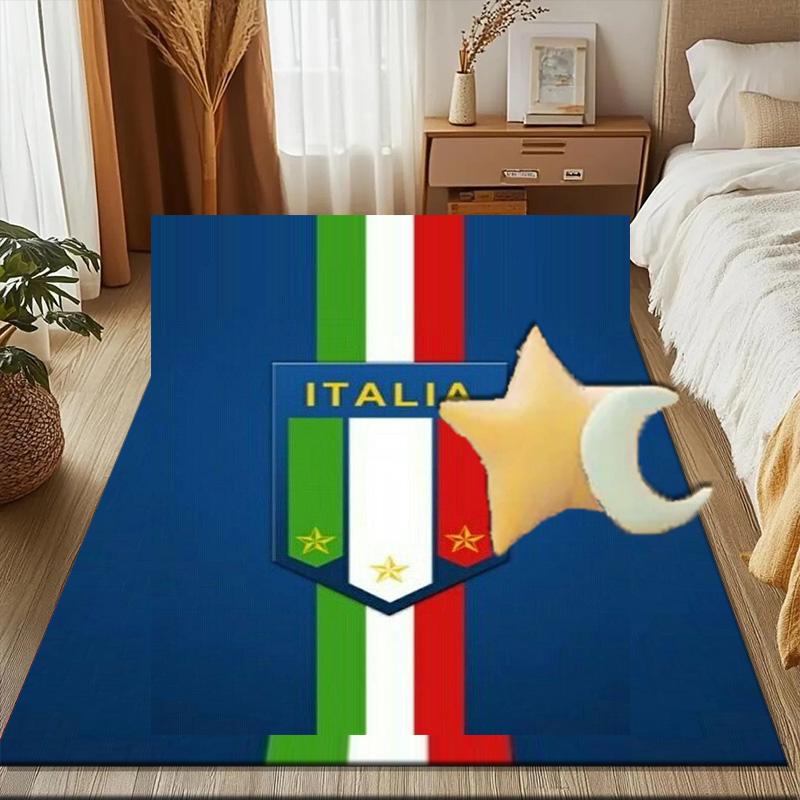 Italian Football Crest Printed Office Carpet Chair Cushion Entryway Rug, Rugs for Living Room, Bedroom Christmas gifts