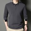 Men'S Business Color Clash Collar Long Sleeve Polo Shirt 2025 Autumn New Collection, Falling Feel, Daily Simplicity Polo Shirt