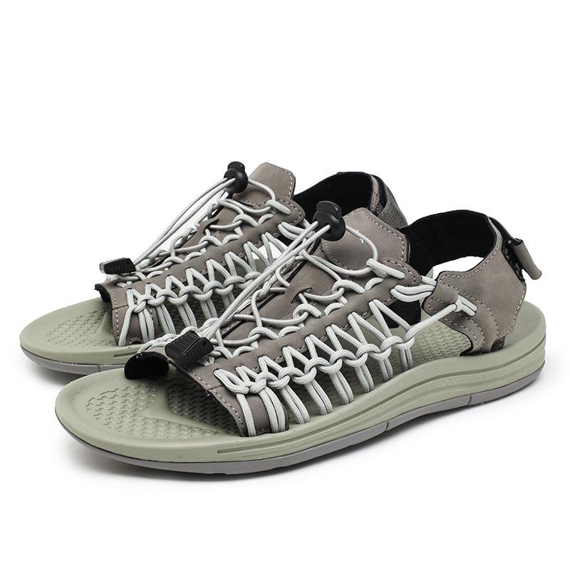 Men's Sandals Fashion Handmade Roman Sandals Summer Hollow Mesh Sandals Outdoor Non Slip Wading Shoes for Men Casual Beach Shoes