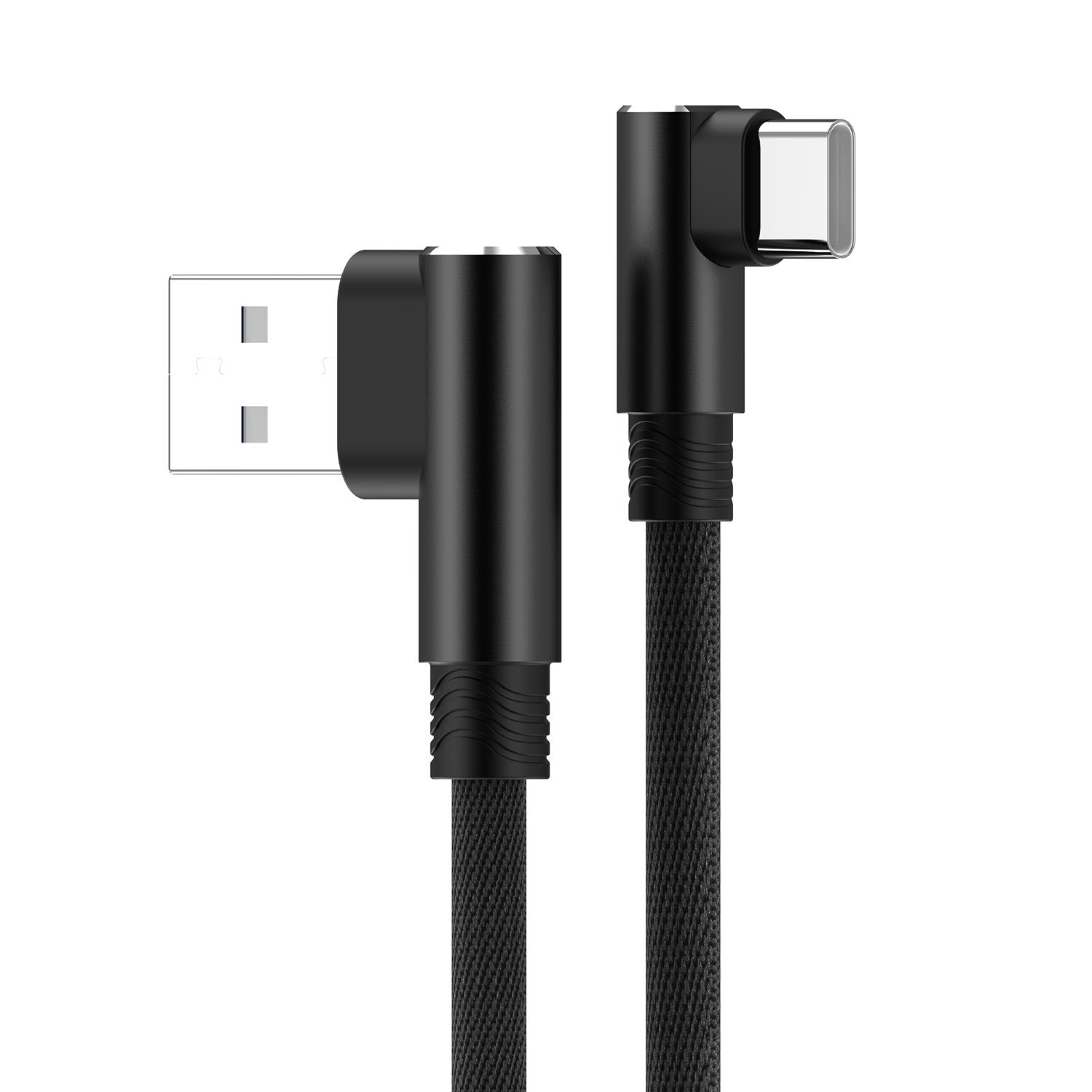 

USB C 90-градусный угловой USB-кабель типа C для зарядки, кабель для Samsung, Xiaomi, аксессуары для мобильных телефонов, 3A, USB-кабель для быстрой зарядки, 2 м, 3 м 1m