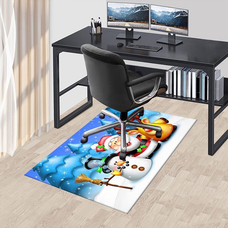 Christmas Santa Claus Snowman Reindeer Winter Wonderland Kids Poster PrintOffice Mat Perfect for Home Decor Office Desk Chair Rugs Chair Car