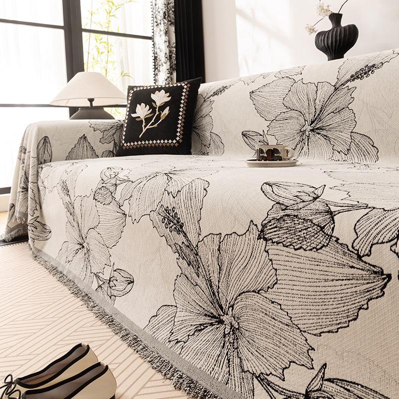 -Flower Sofa Towel Blanket, Chenille Couch Cover, Anti Cat Scratch, Chair Recliner Furniture Protector, One Piece