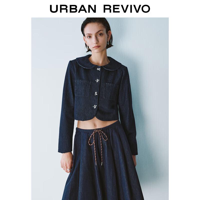 

Женская джинсовая куртка UR в стиле ретро с воротником Питер Пэн и бантом L