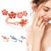 Crystal Accents Women Peach Blossom Ring Five-pointed Star Decorative Ring  Birthday Gift