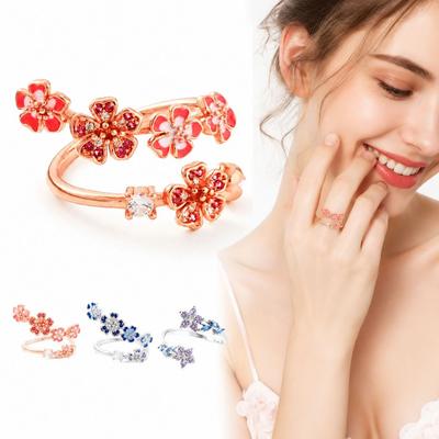 Gemstone Embellished Flower-shaped Ring Five-pointed Star Decorative Ring  Engagement Wedding