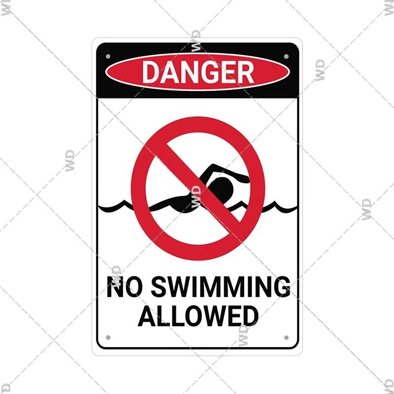 Tin Sign Pool Funny Rules Vintage Plaque Welcome Warning No Swimming Instruction Metal Sign For Home Pool Store Club Wall Decor