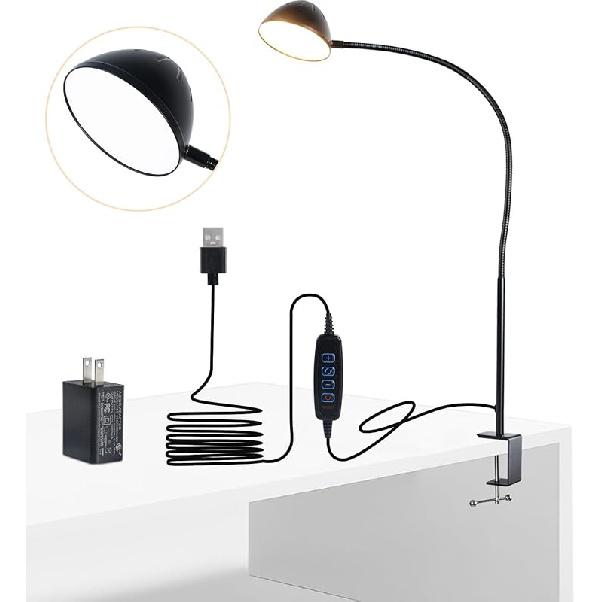 Clamp Lamp, Clip on Lamp, Desk Lamp with Clamp, 10W, 1100 LMS, 3 Color Modes, 10 Brightness Levels, 31 Inches Long Flaxible Gooseneck, Perfect for