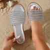 Large Size New Fashion Fashion Versatile Slippers Women's Summer High Sense Woven Mesh Hollow One-word Drag Flat Sandals