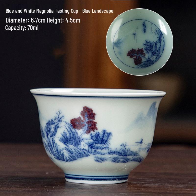 Dehua Ceramics Retro Blue & White Kung Fu Tea Cup - Exquisite Small Scent Tasting Cup for Guests
