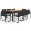 VidaXL Garden Furniture Set 9 Pcs PVC Wicker Black and Brown