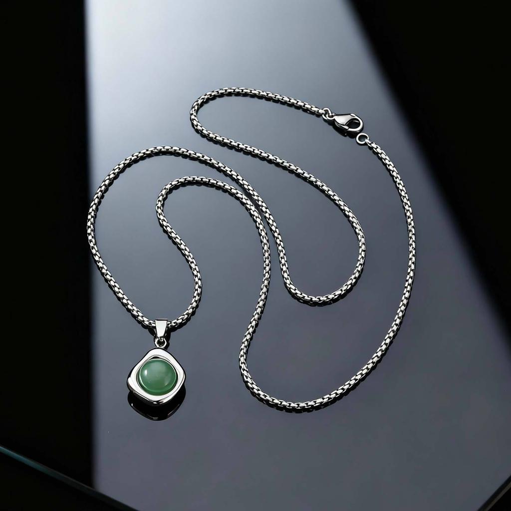 Accessories Men'S Stainless Steel All-Light Irregular Natural Tiger'S Eye Stone Agate Stone Pendant Necklace Pn-2189