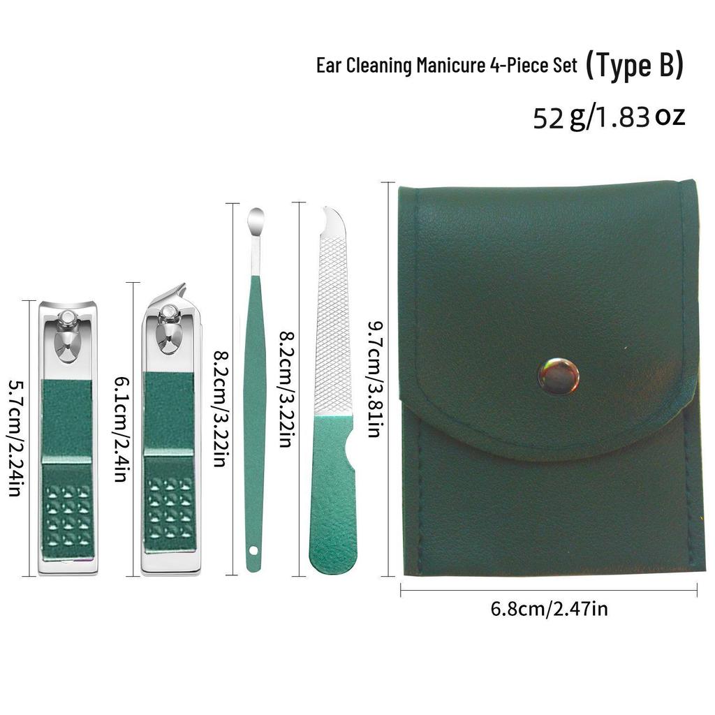 Nail Clipper & Angled File Set with Ear Pick - Manicure Tools for Women