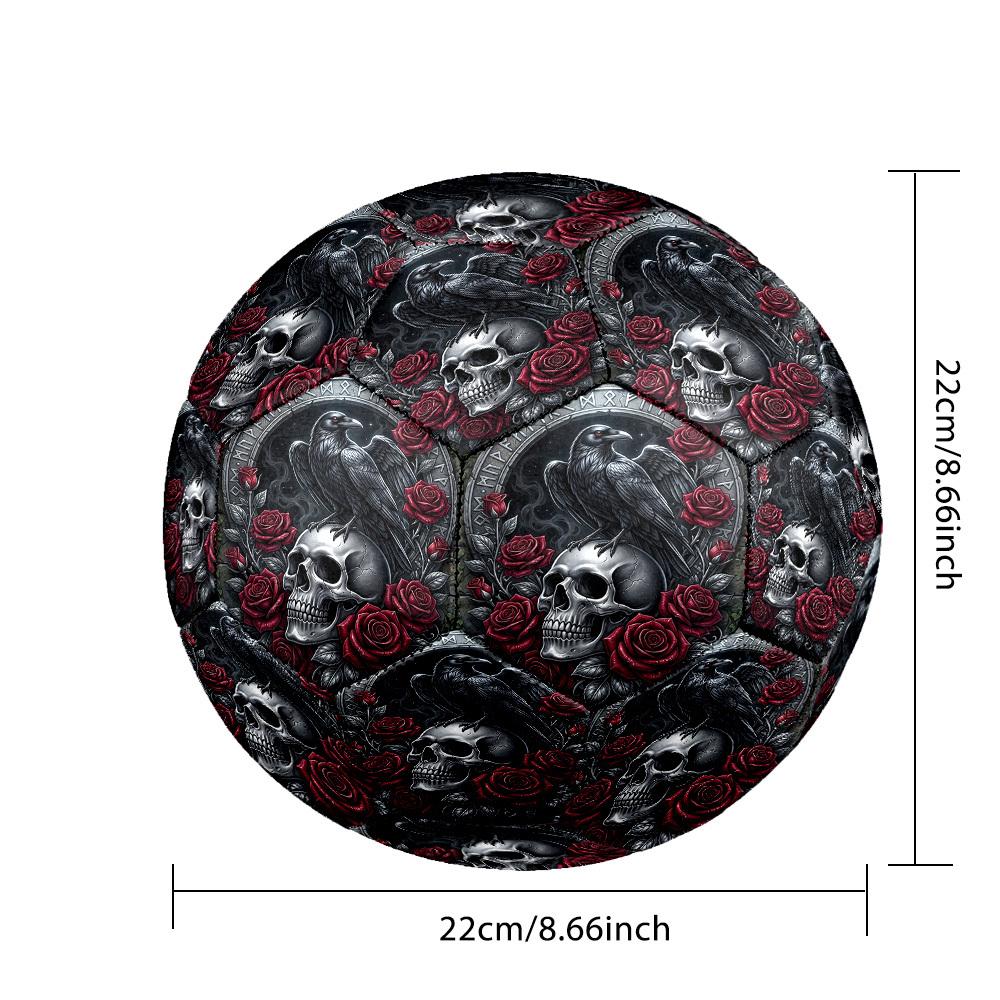 1pc Raven Skull Roses Size 5 Soccer Ball Professional Match Training Football Indoor &Outdoor Sports Ball Training Ball Lightweight Durable Y1