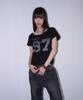 PRENDA 97 Curved Layered Graphic Top Black