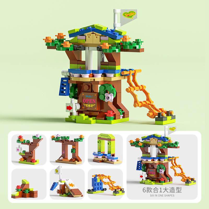 6IN1 Building Blocks City Fire Car Police Truck Engineering Crane Tank Helicopter Bricks Set Toys for Children Kids