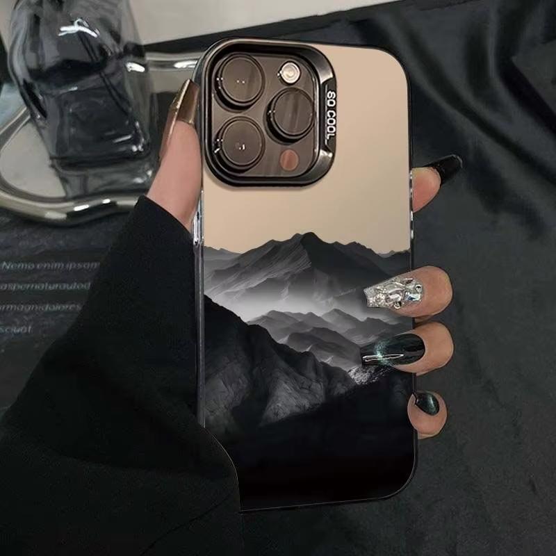 Dark Mist Mountain Range Phone Case For IPhone 17 16 15 14 Pro Max 13 12 11 Pro Max 7 8 Plus XS XR X 16E Hard Cover Case Funda