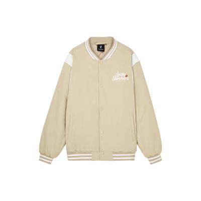 Skechers New Year Series Color Block Letter Print Single-Breasted Baseball Cotton Jacket Unisex Jackets Irish-Cream L124U054-028R