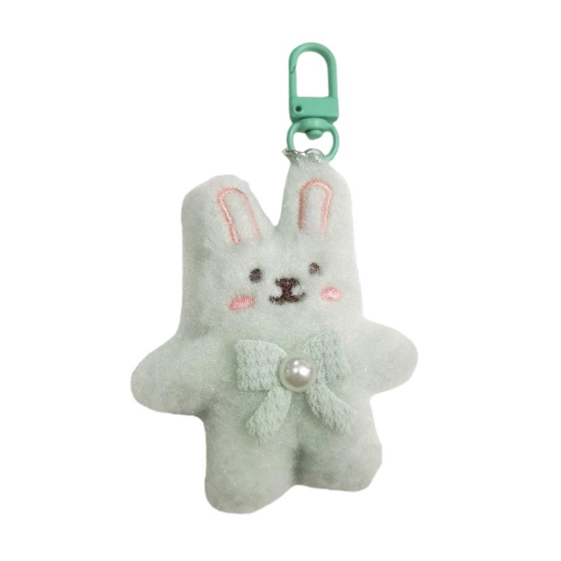Trendy Plush Rabbit Keyrings Adorable Rabbit Charm Key Holder Soft Plush Material Key Accessory Perfect Gift