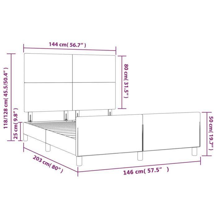 VidaXL Bed Frame with Headboard Taupe 140x200 Cm Fabric3124899